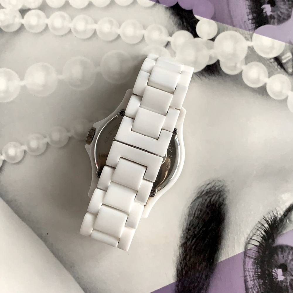 Fossil White Enamel CZ Watch Stainless Steel - Picture 3 of 7